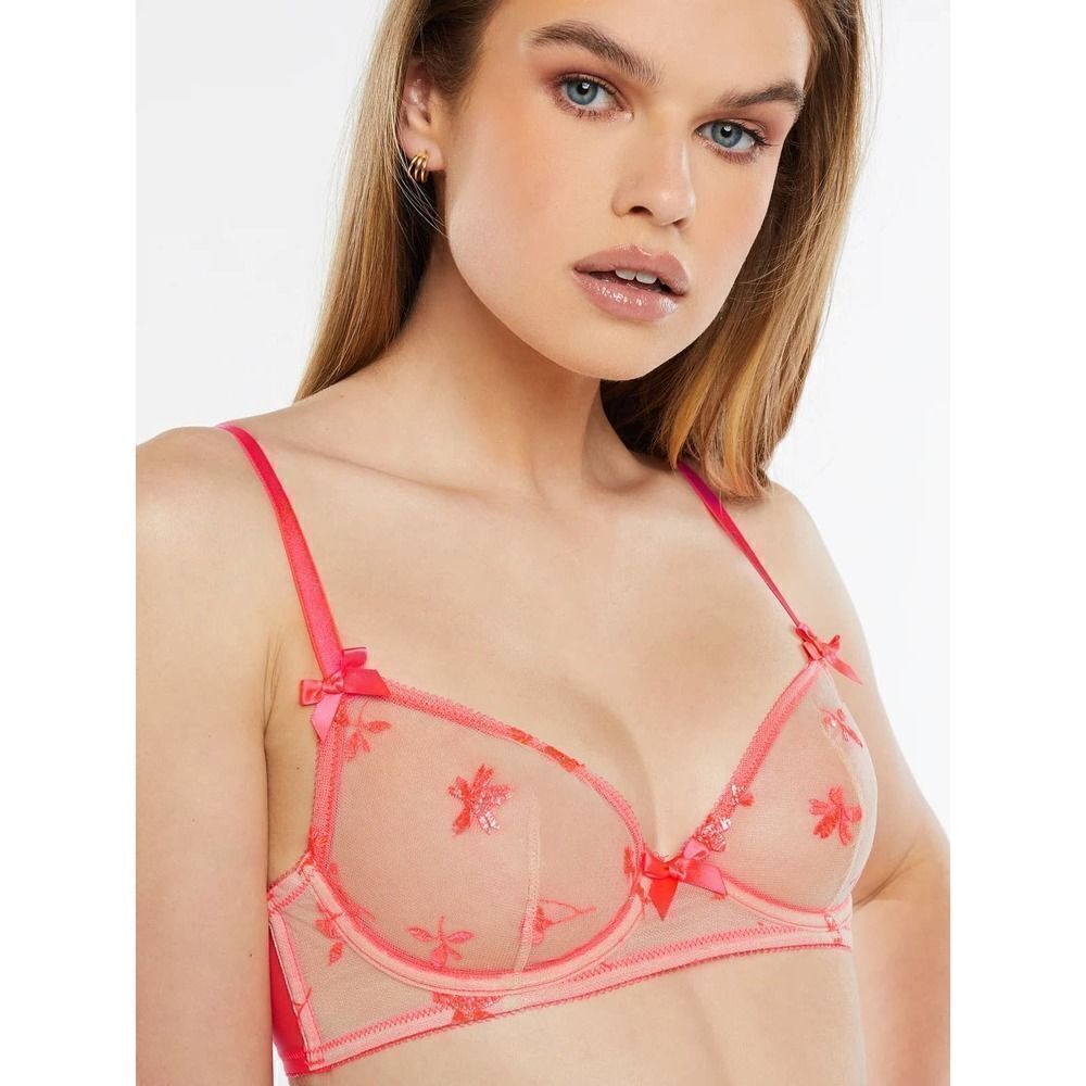 Savage x Fenty Foiled Sprigs Embroidered Unlined Bra Sz 34D‎